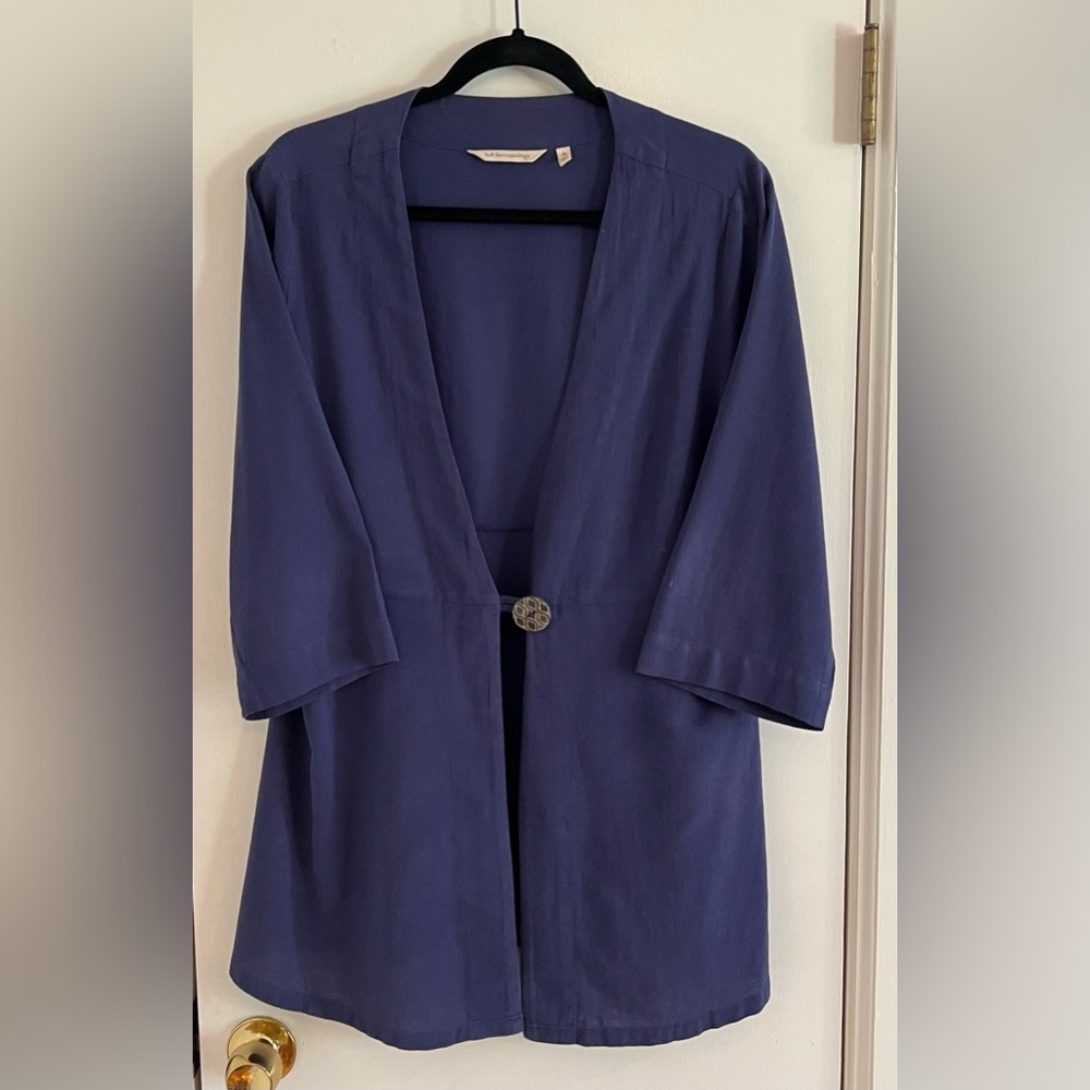 Soft Surroundings Blue 3/4 sleeve Lightweight Cotton Jacket/Topper